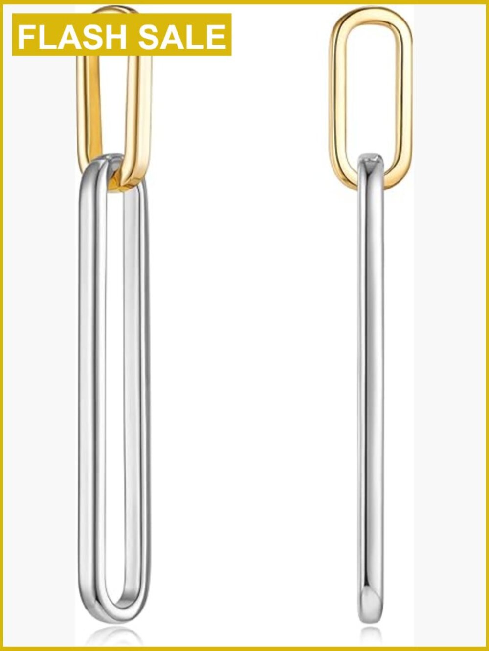 Geometric Link Drop Dangle Earrings Long Hypoallergenic Brass Lever Back